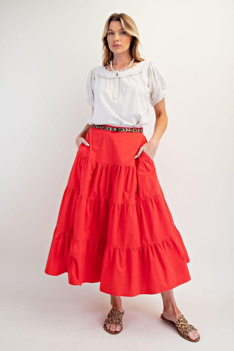 Tiered midi skirt