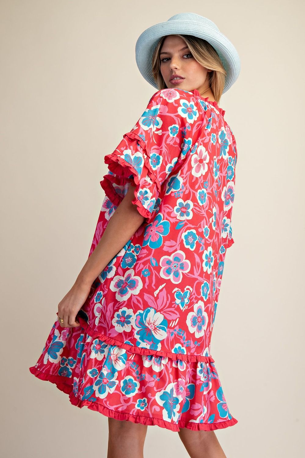 Easel Pink Floral plus dress