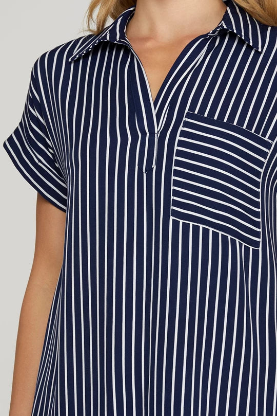 Nautical navy striped dress