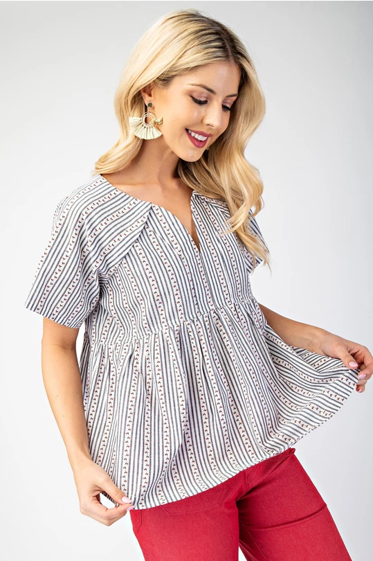 Navy striped top