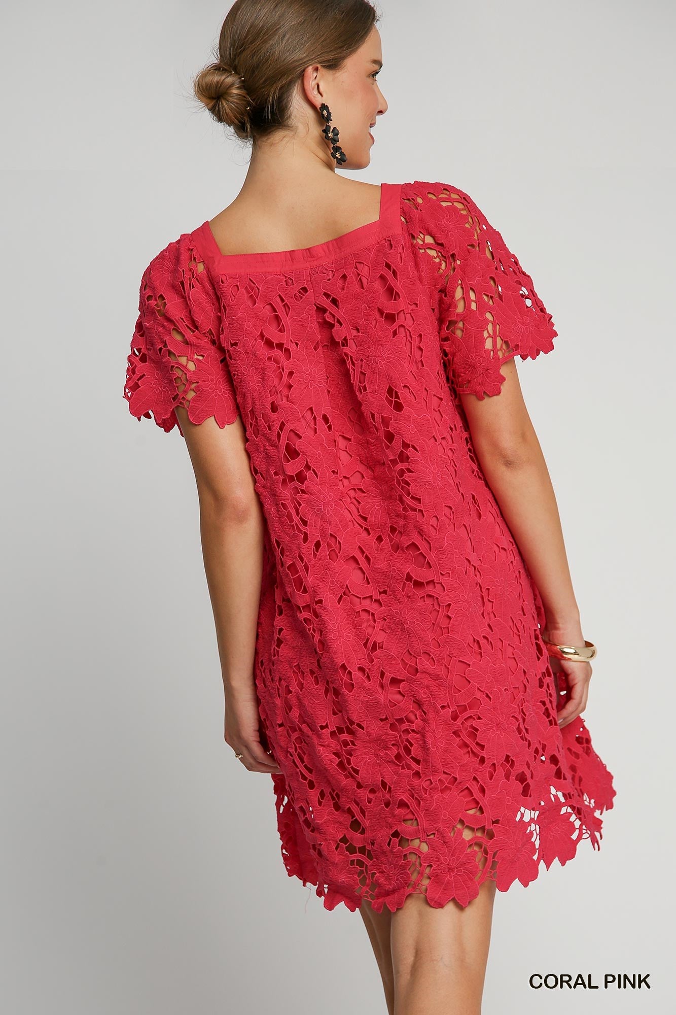 Lace square neck dress