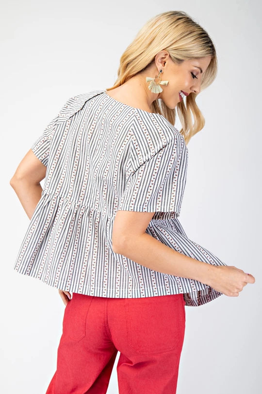 Navy striped top