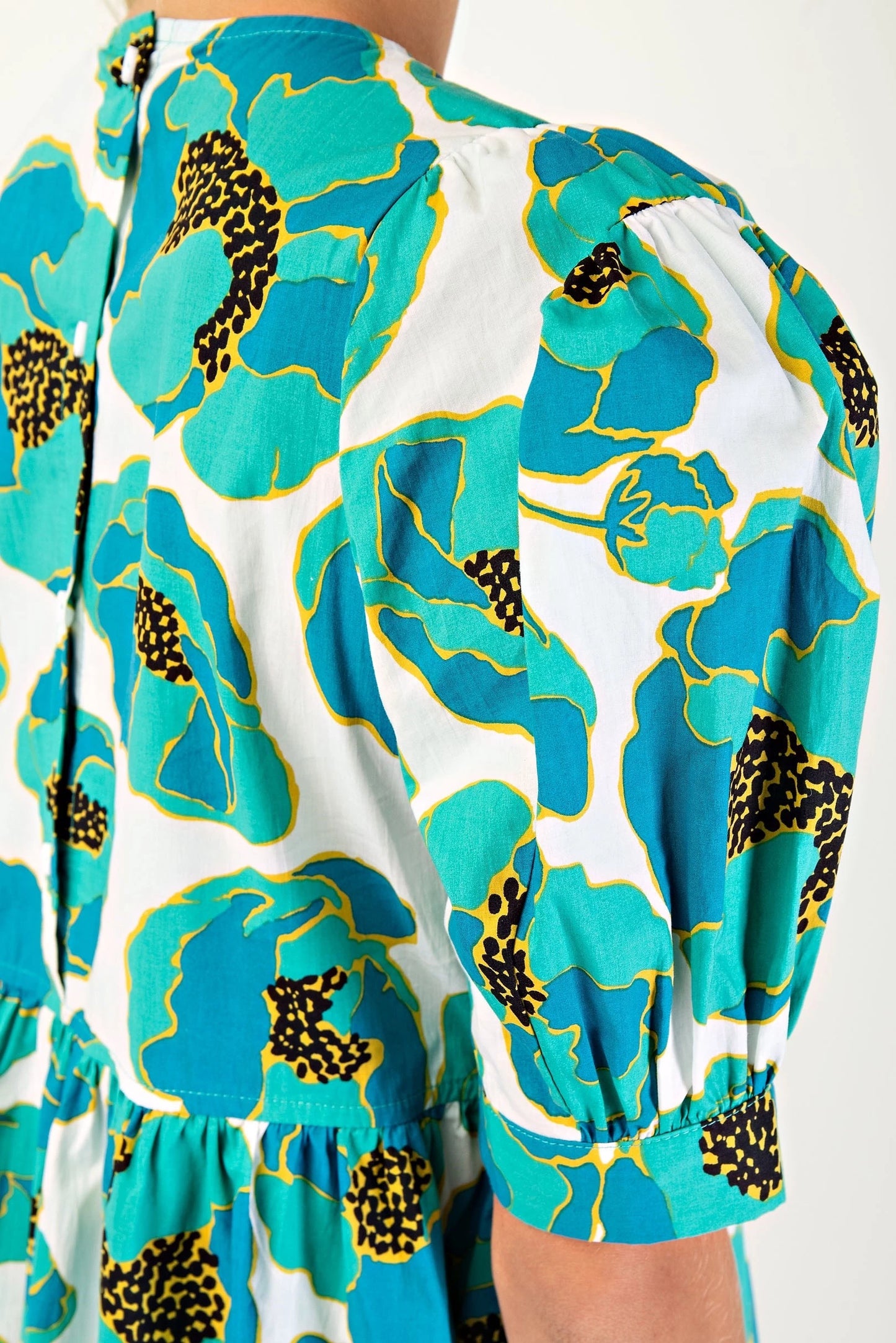 Teal floral mini dress