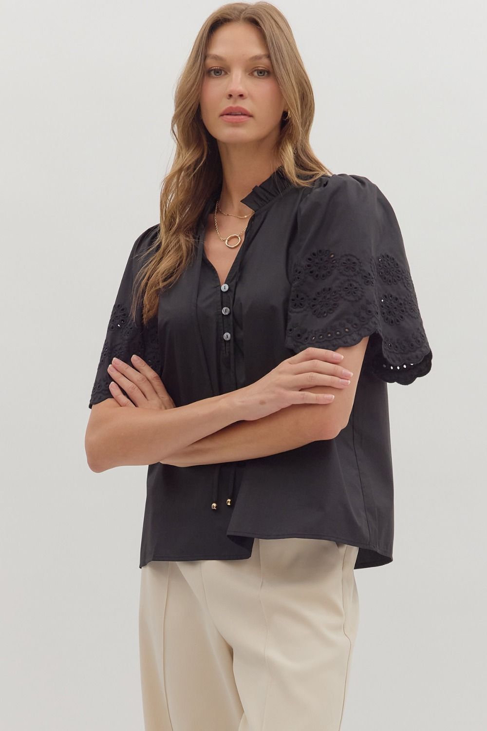 Black lace sleeve top