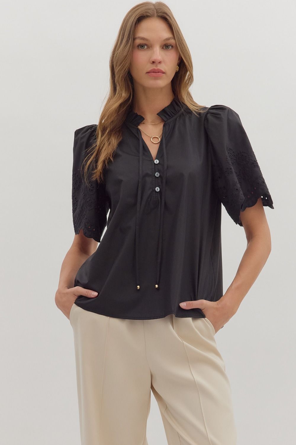Black lace sleeve top