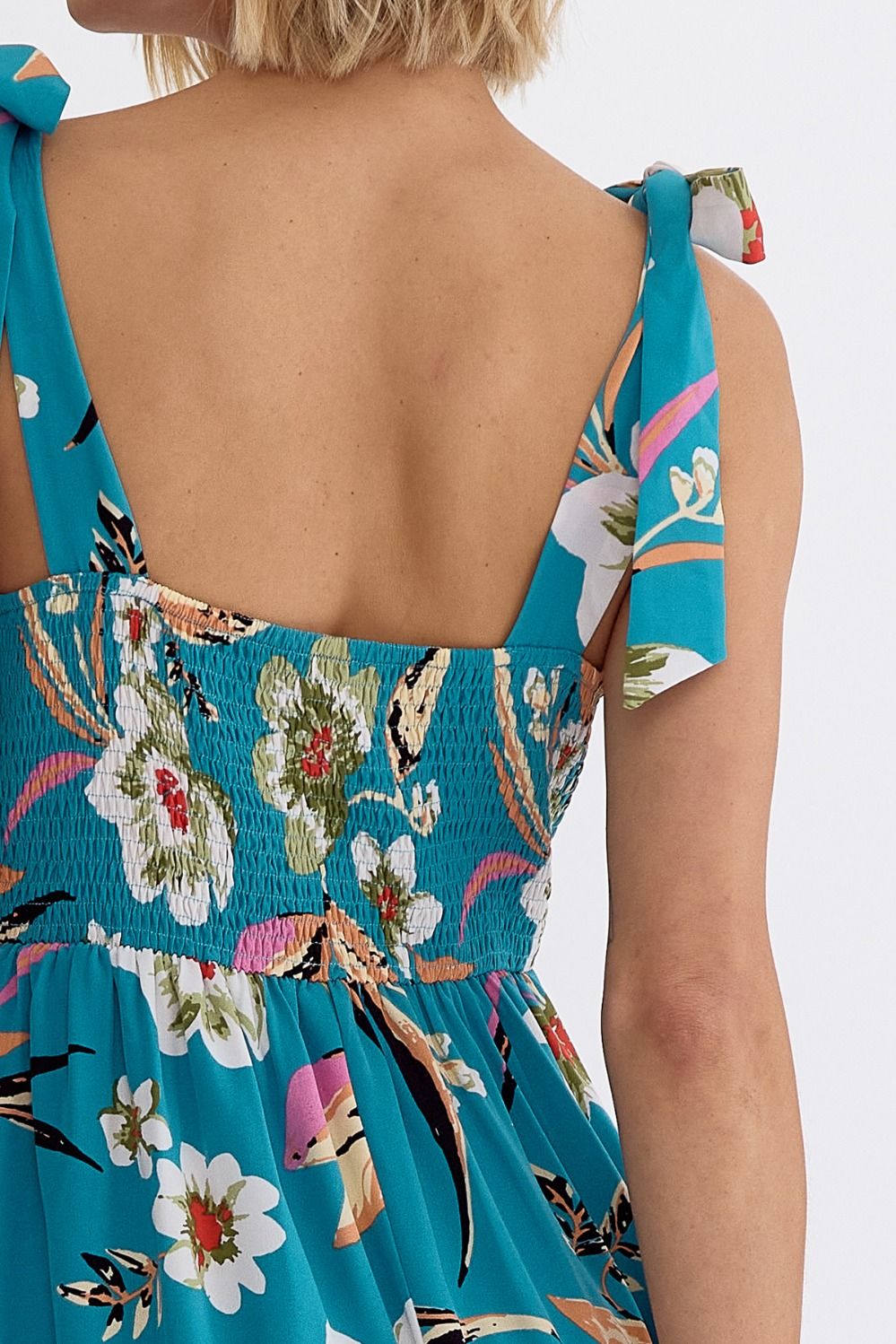 Entro Turquoise Floral Sun Dress