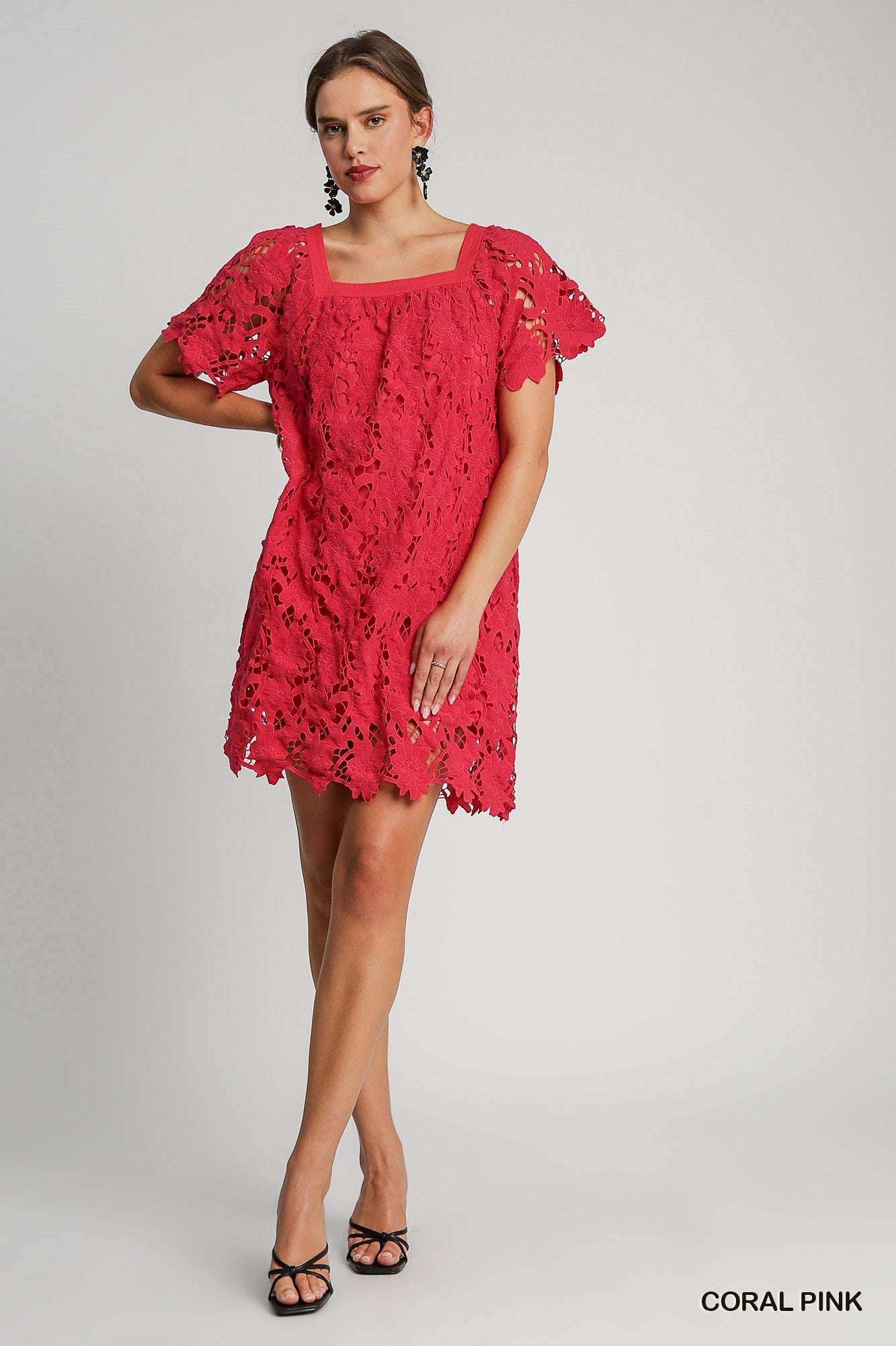 Lace square neck dress