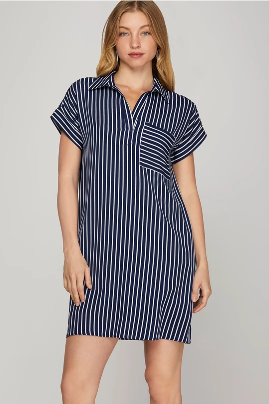 Nautical navy striped dress