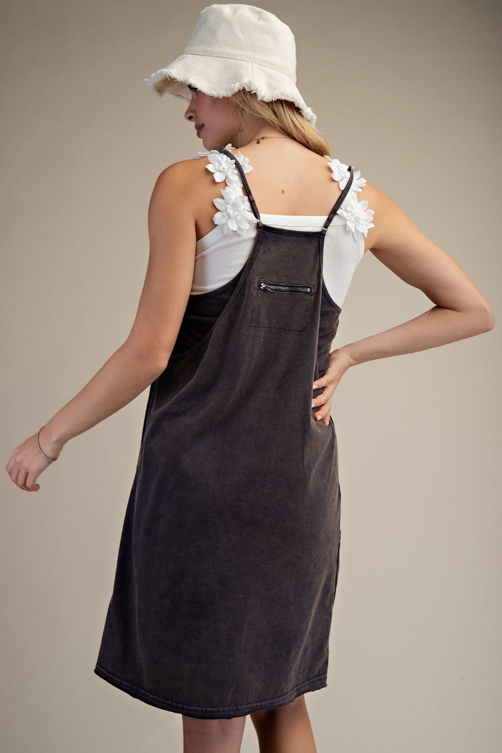 Easel ash navy knit romper