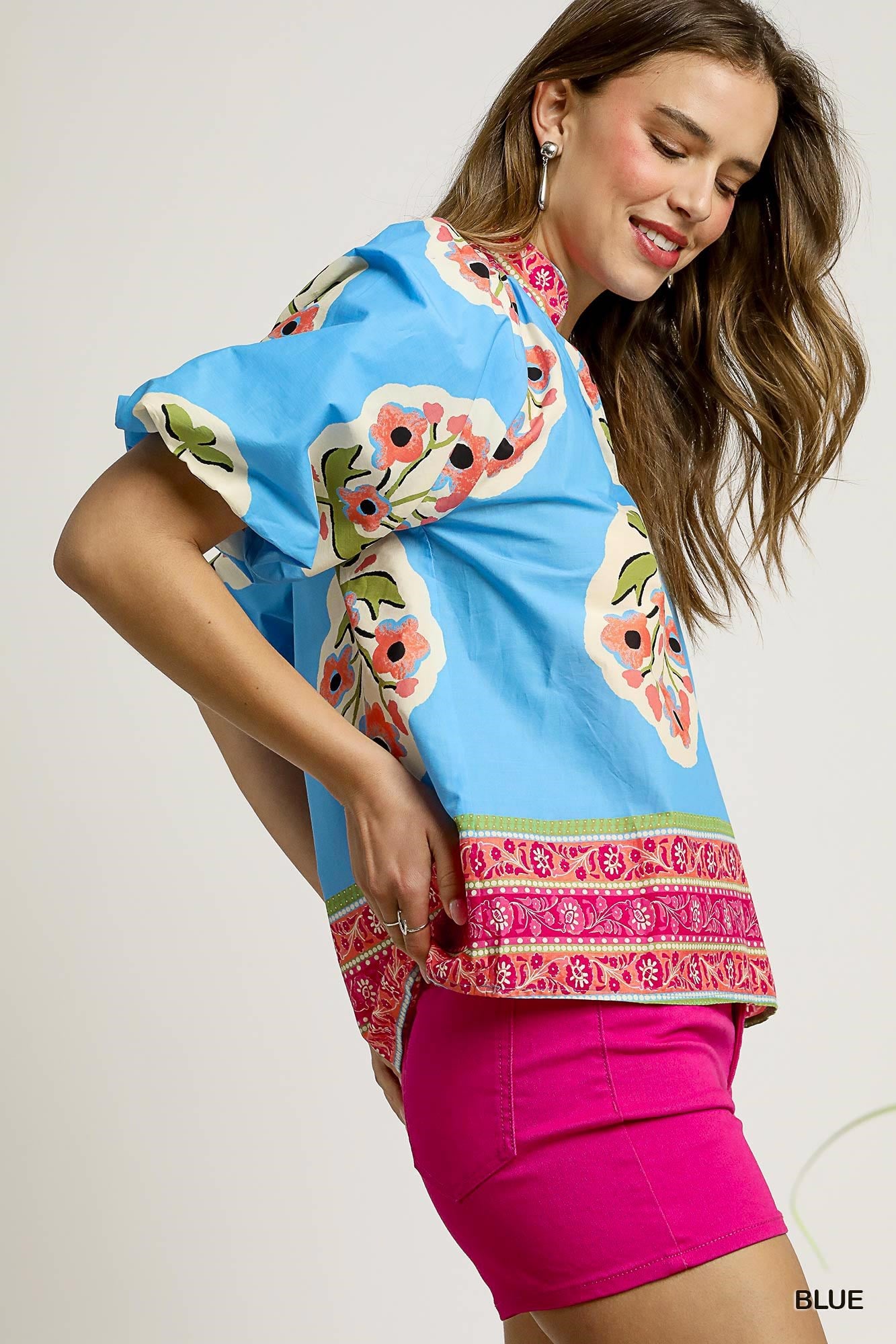 Light blue print top
