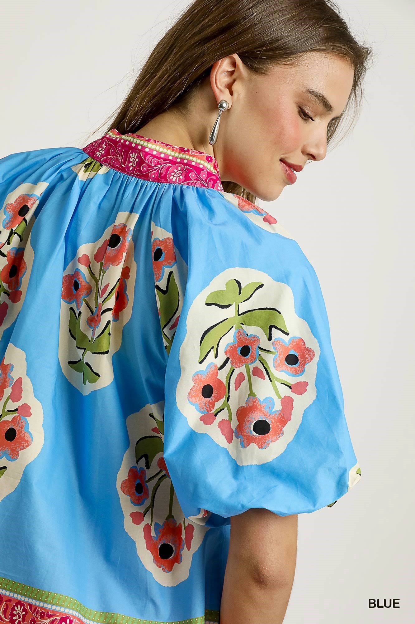 Light blue print top