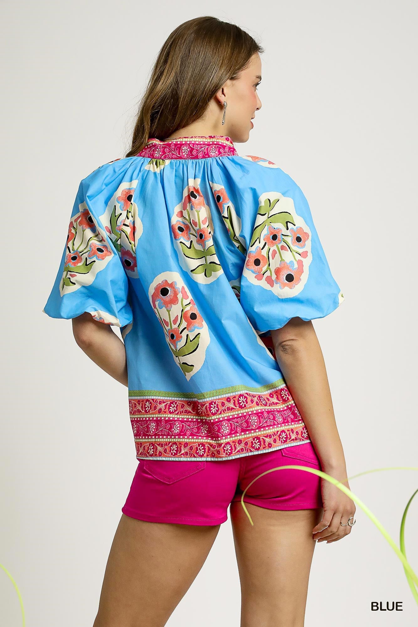Light blue print top