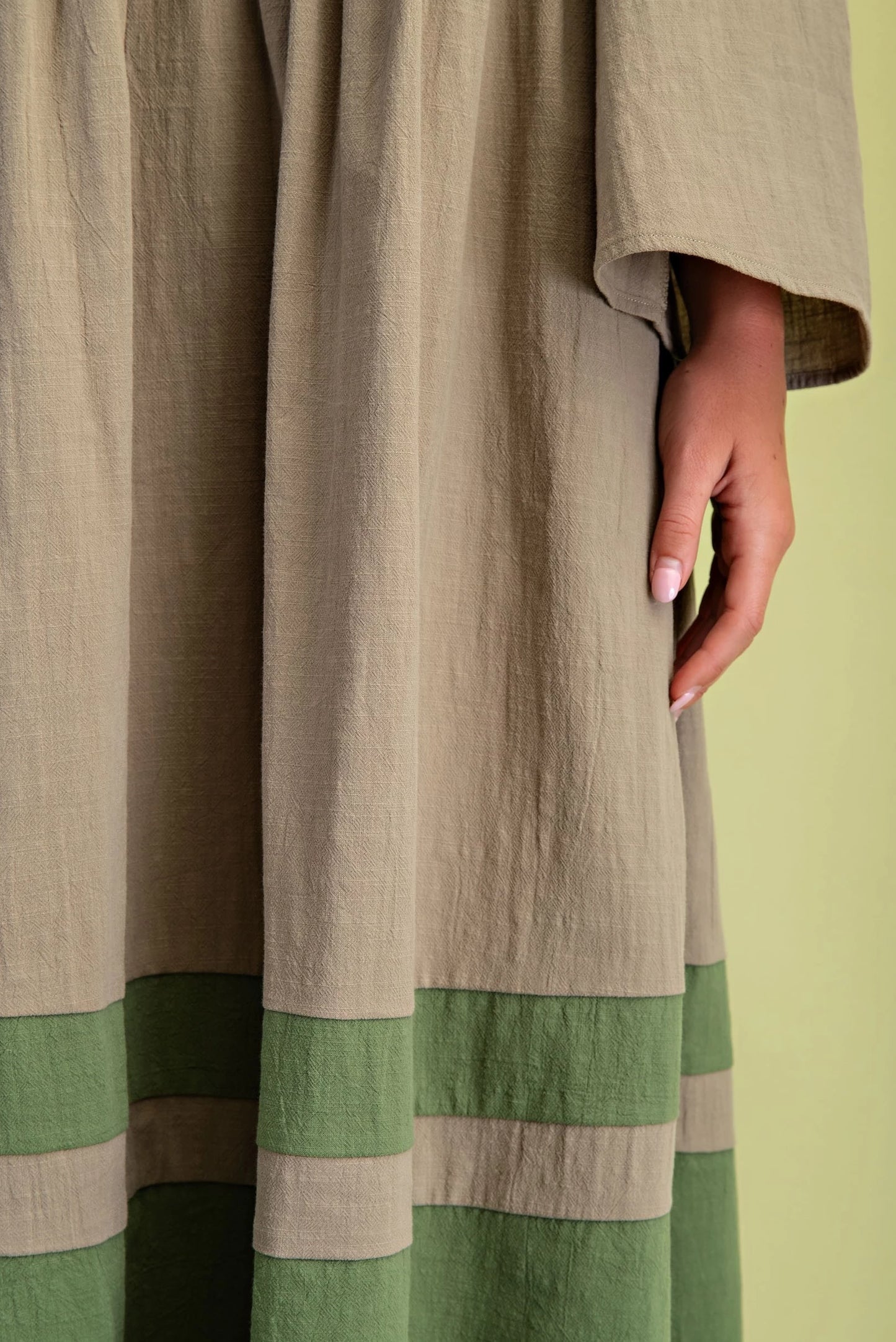 Color blocked green midi dress