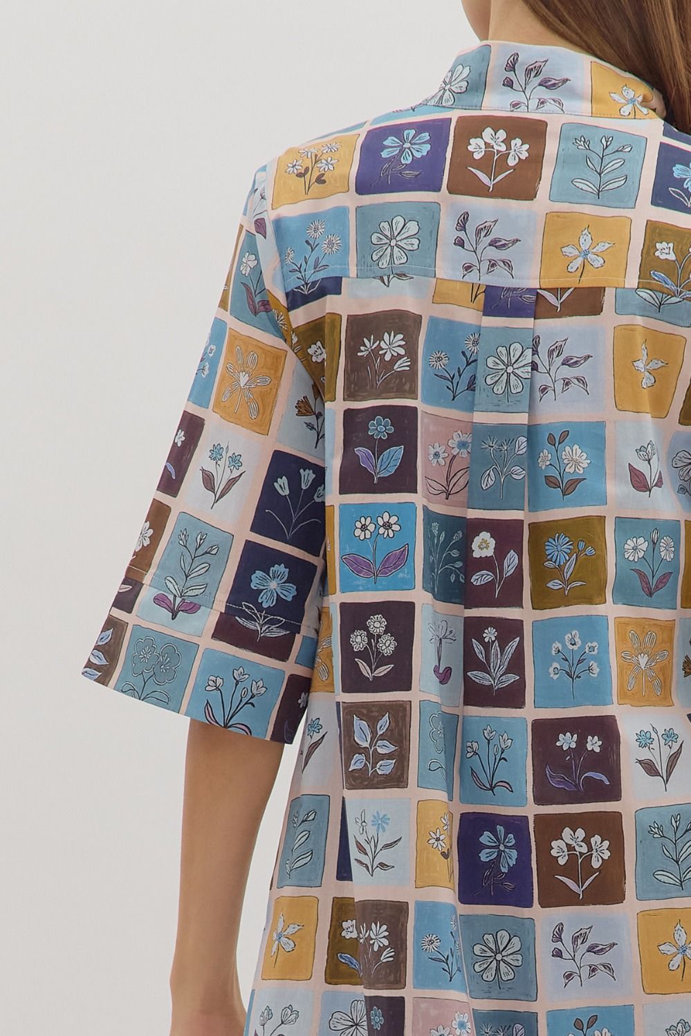 Patch quilt print mini dress
