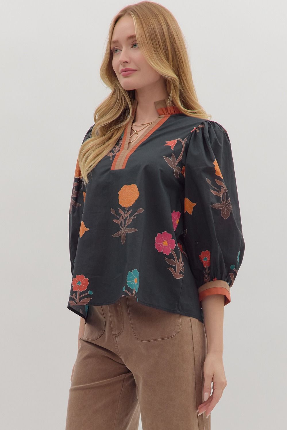 Entro Black Floral Top