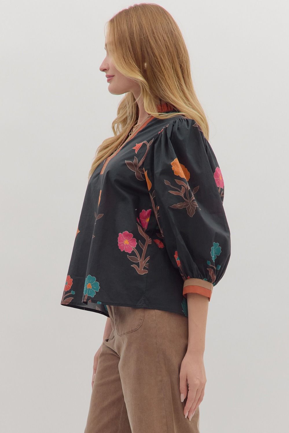 Entro Black Floral Top