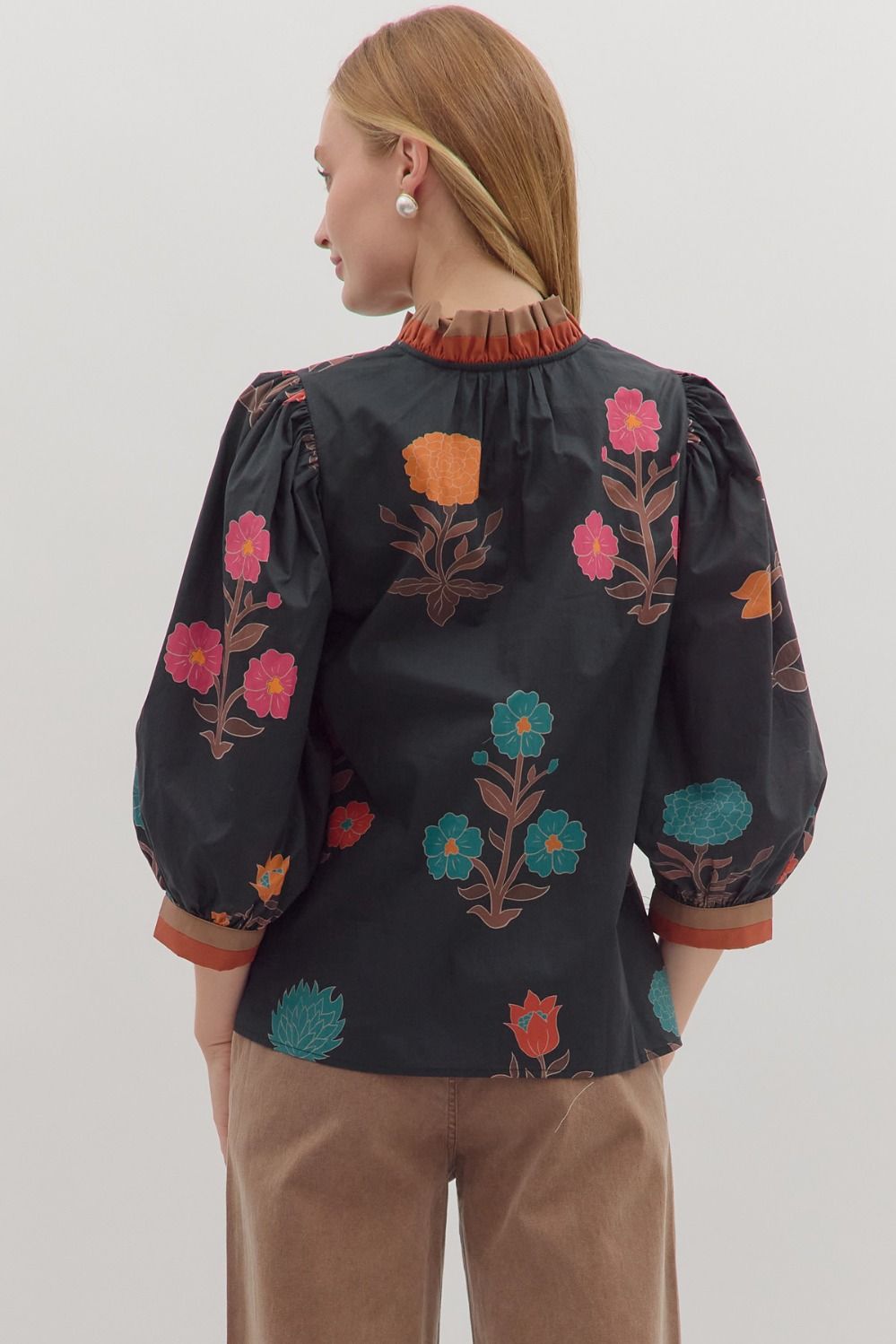 Entro Black Floral Top
