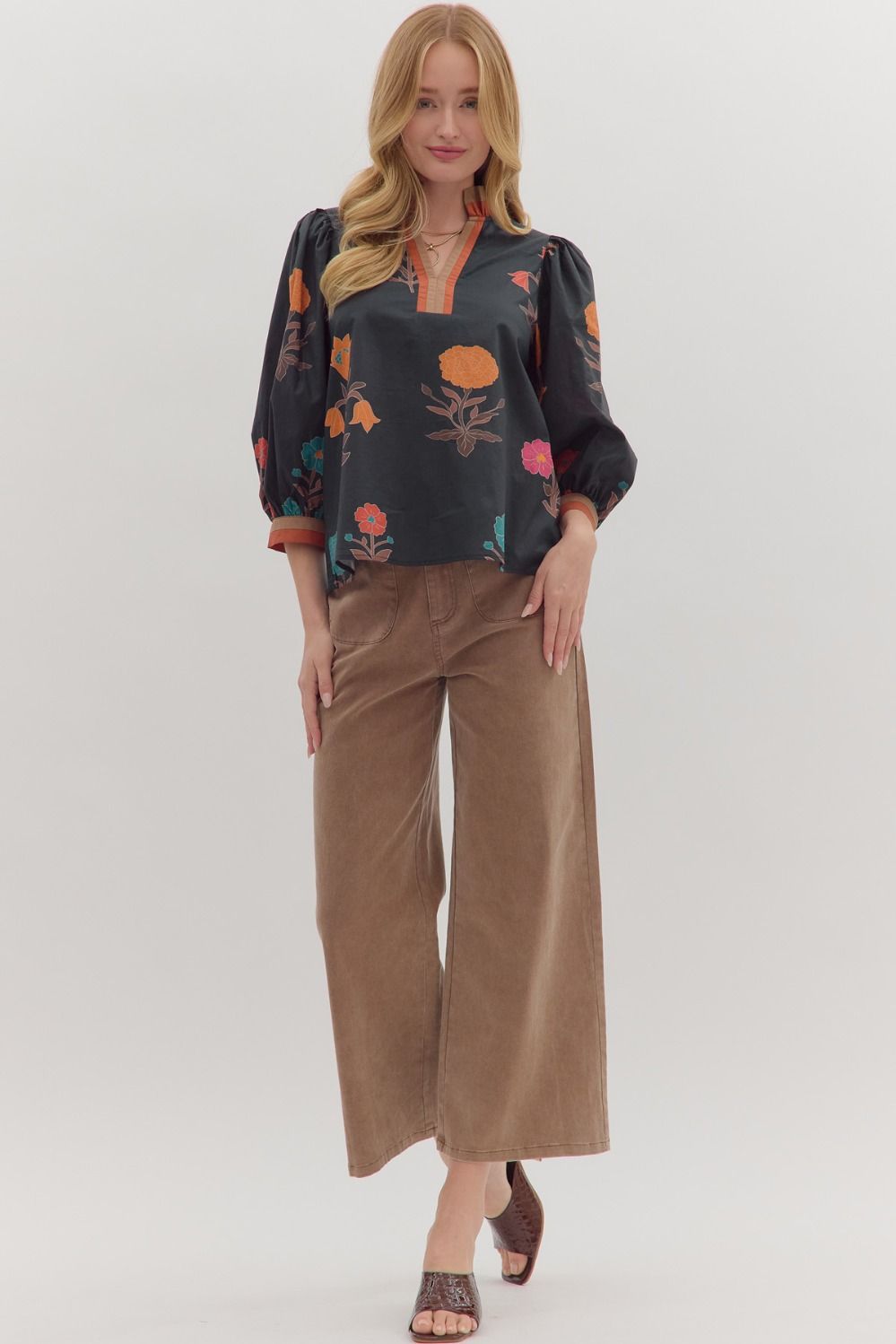 Entro Black Floral Top