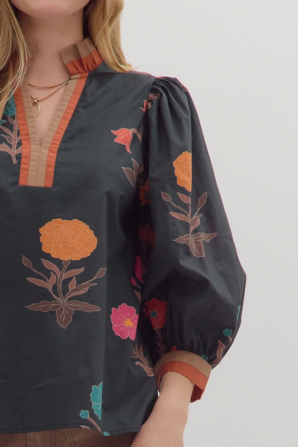 Entro Black Floral Top