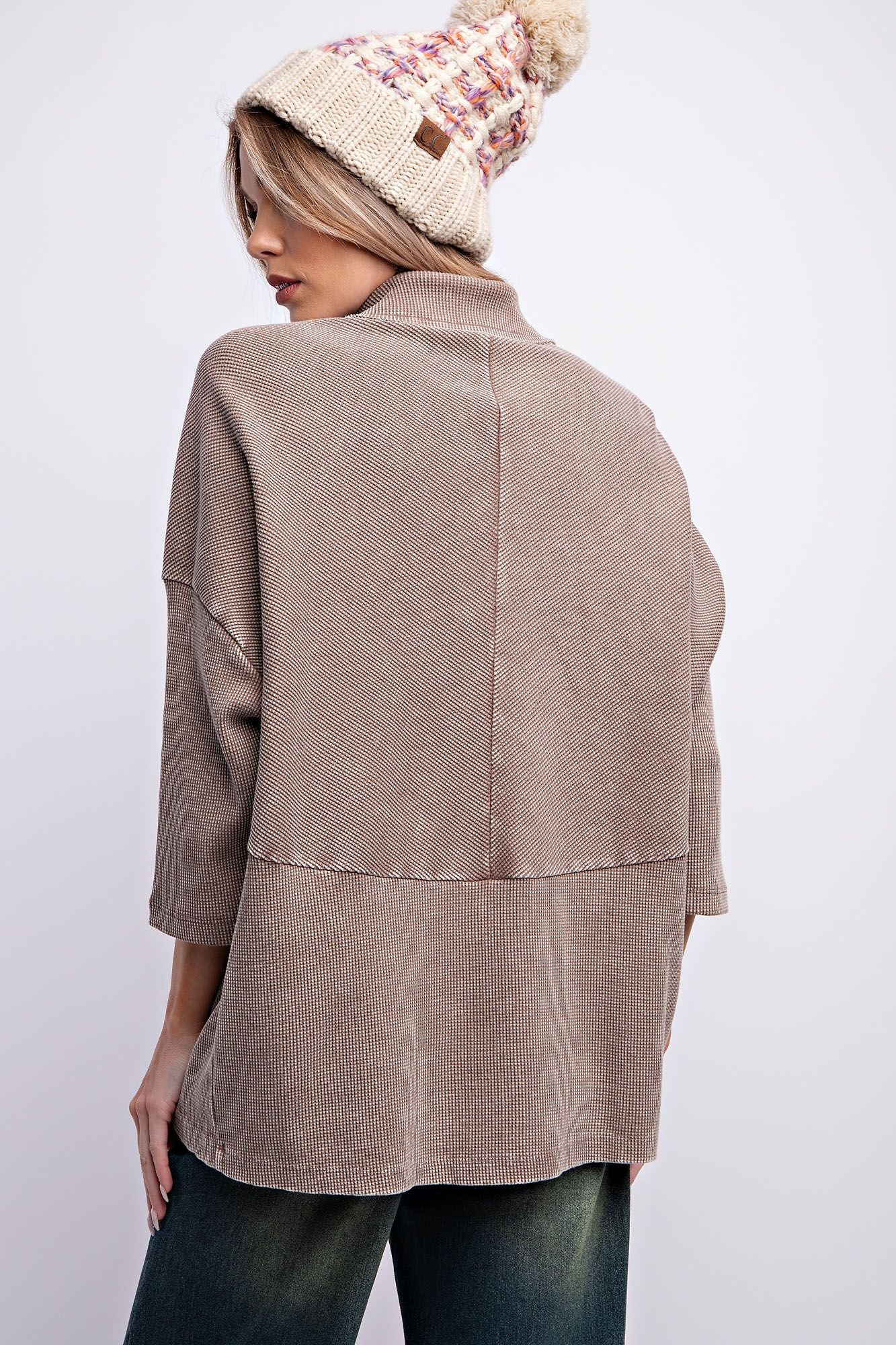 Oversized thermal mocha top