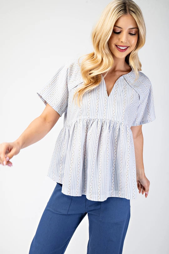 Light blue striped top