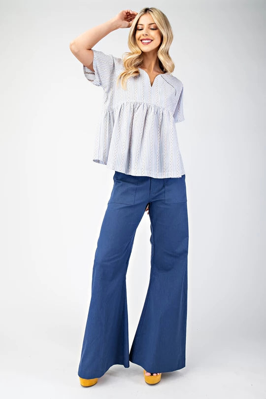 Light blue striped top