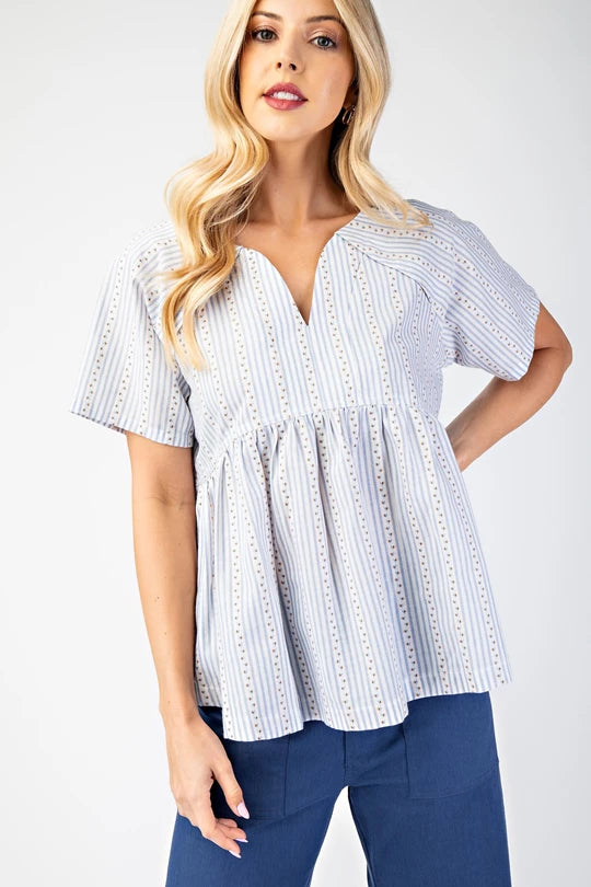 Light blue striped top