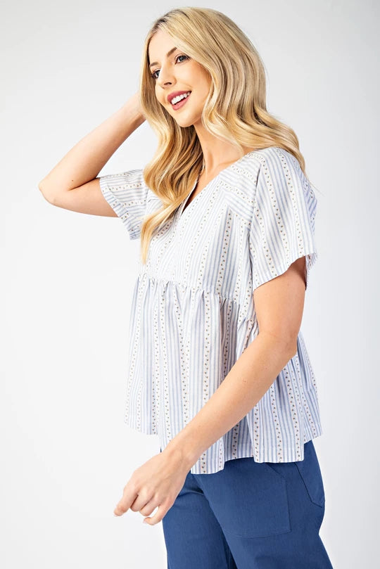 Light blue striped top