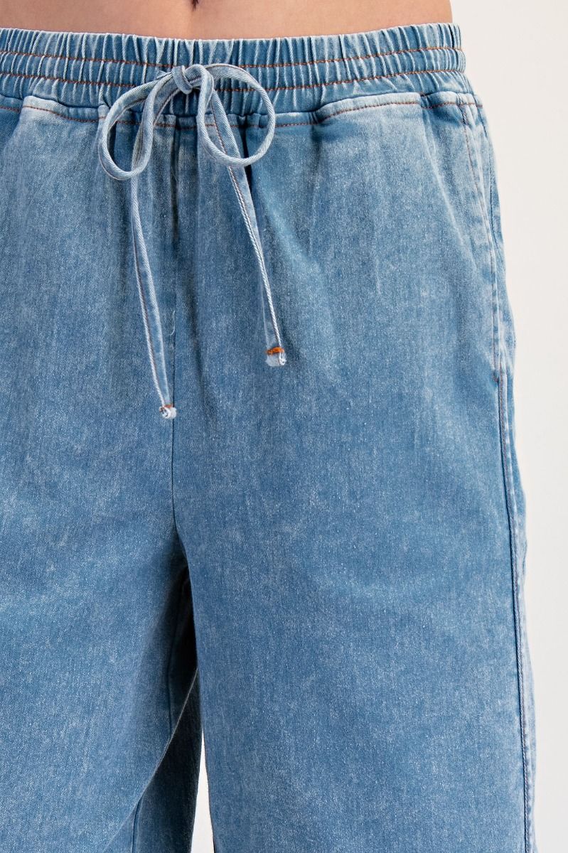 Drawstring denim pants