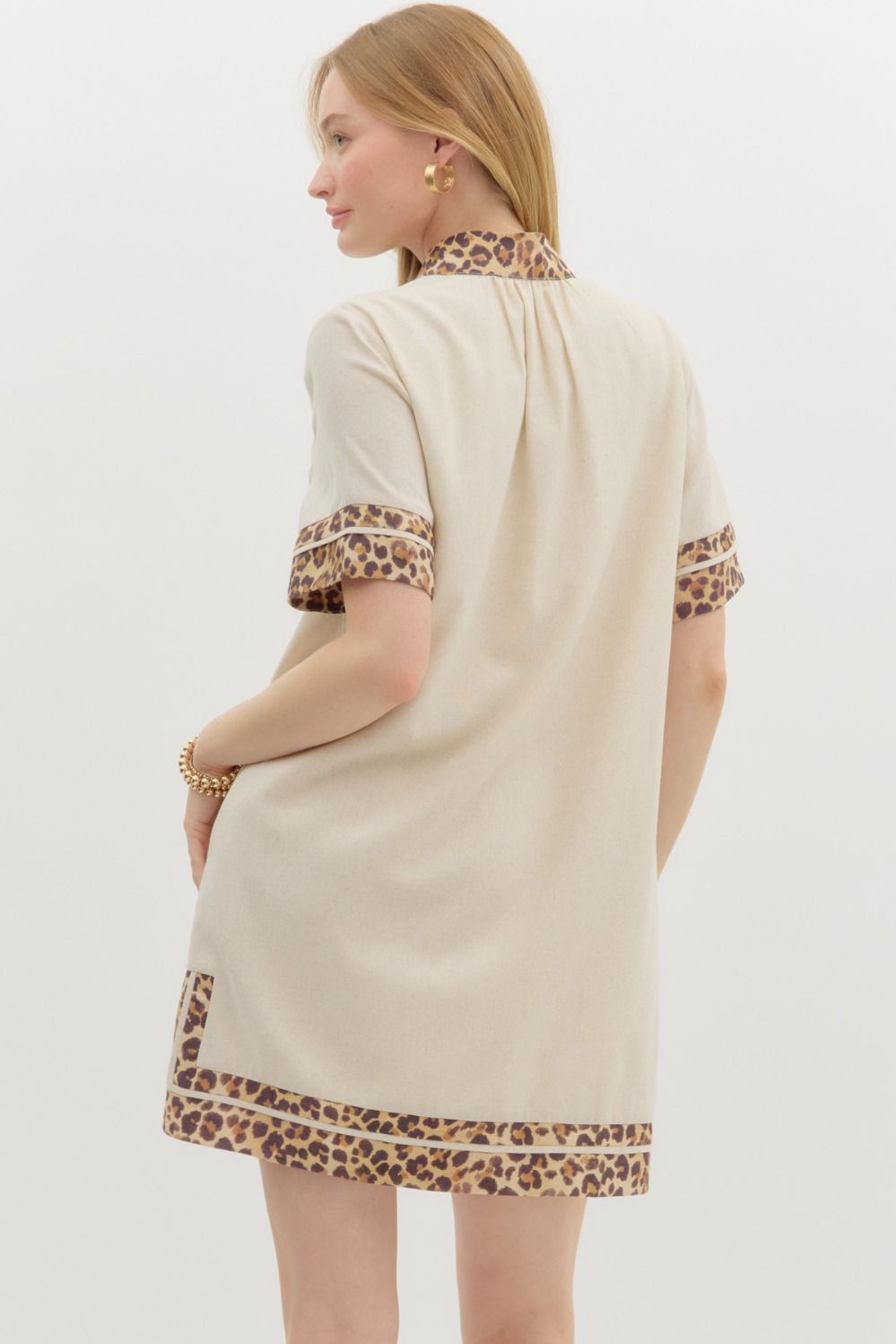 Oatmeal linen blend mini dress