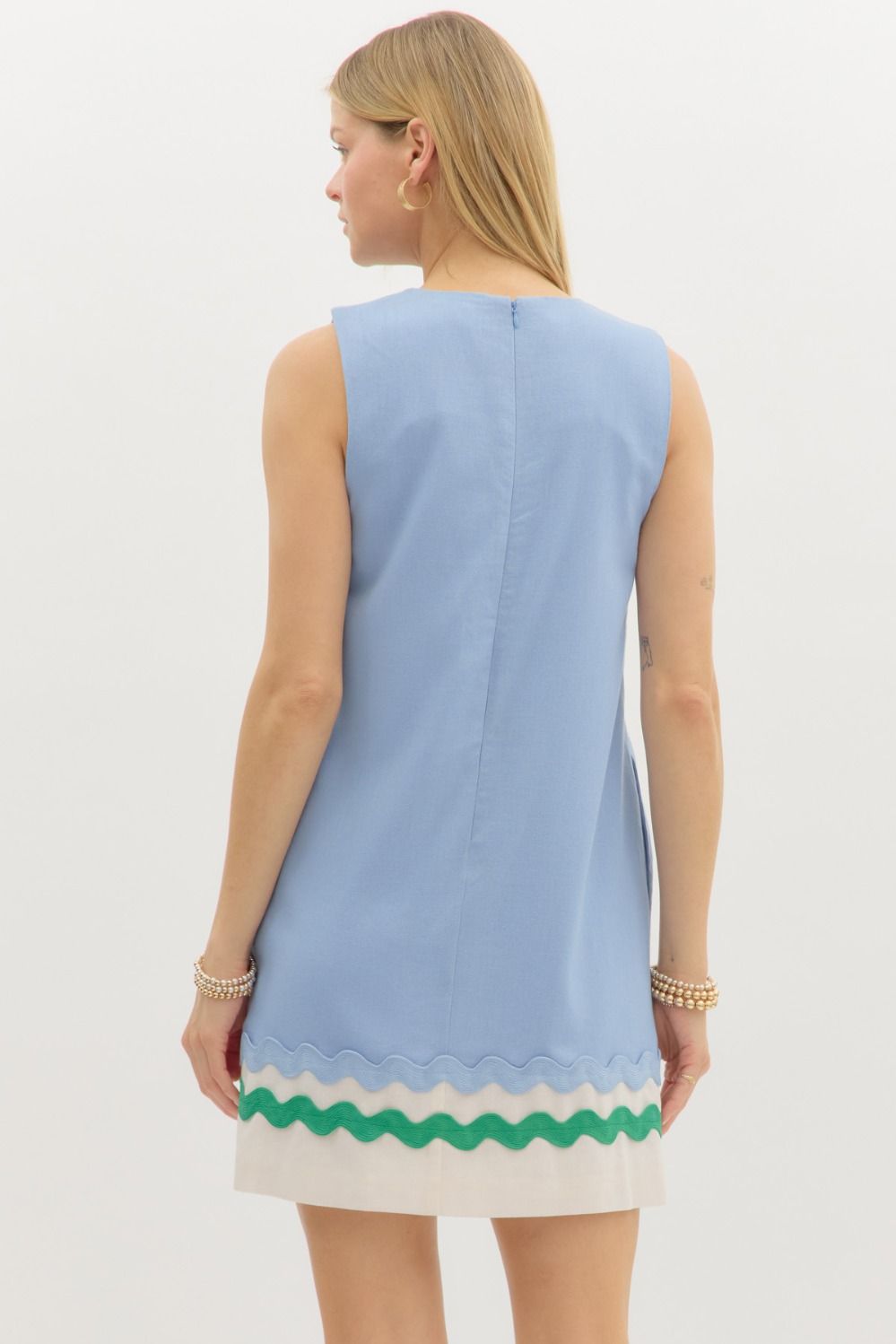 Blue ric rac mini dress