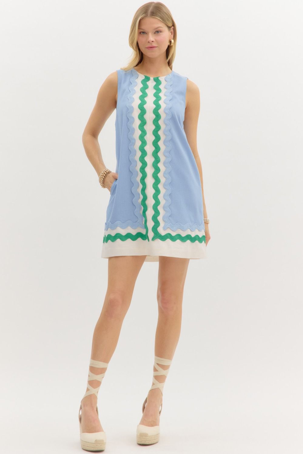 Blue ric rac mini dress