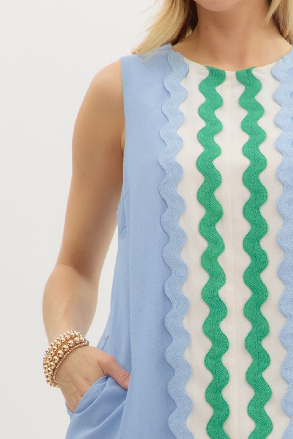 Blue ric rac mini dress