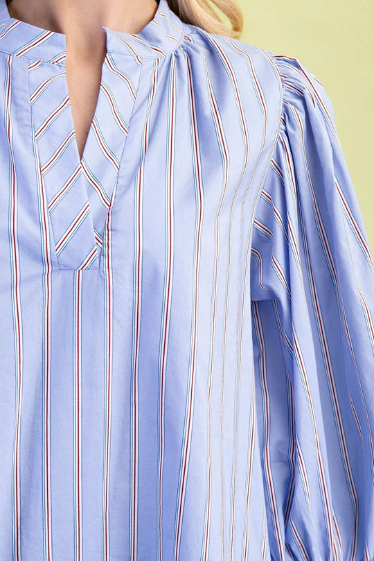 Pinstriped blue mini dress