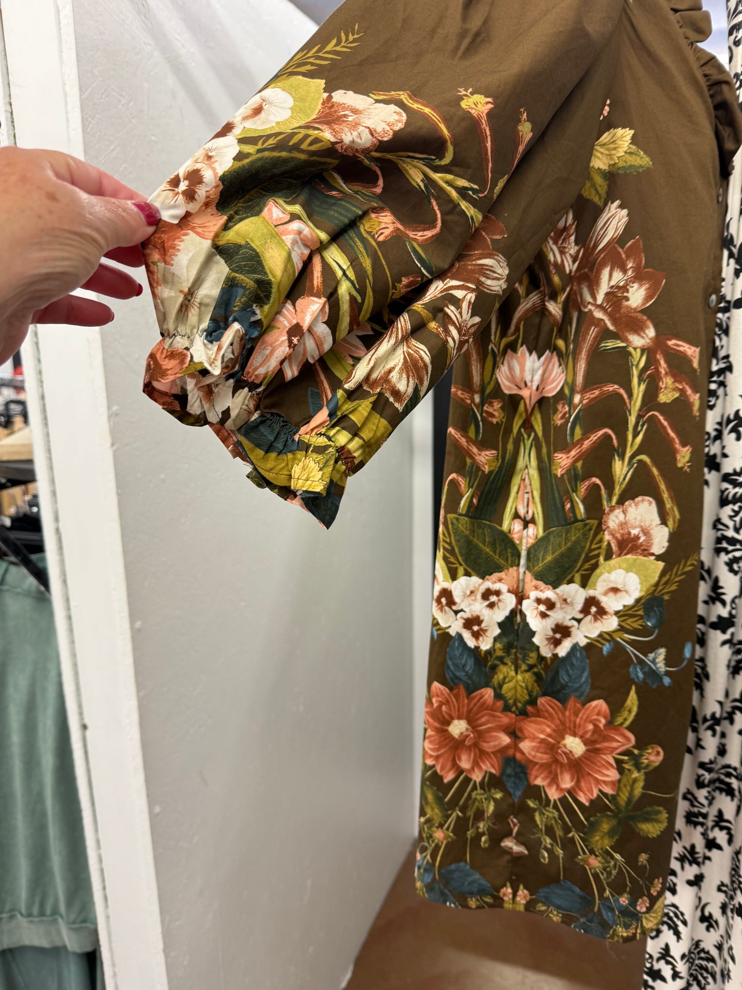 Brown floral mini dress