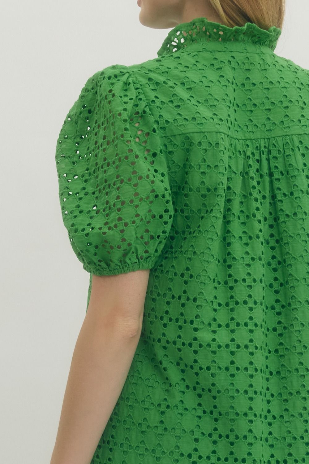 Entro Kelly Green Eyelet Midi Dress