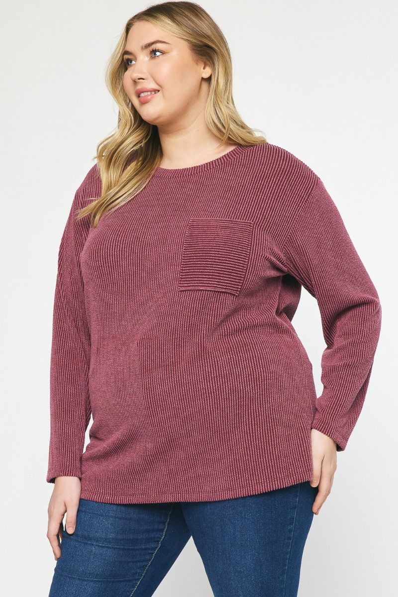 Ribbed Knit Casual Top