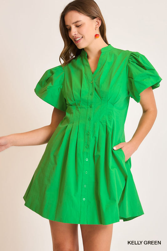 Kelly green shirt dress