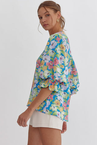 Entro blue floral top