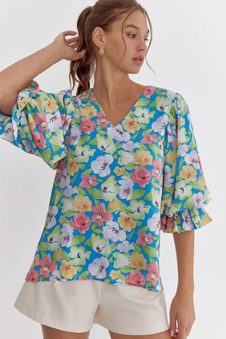 Entro blue floral top