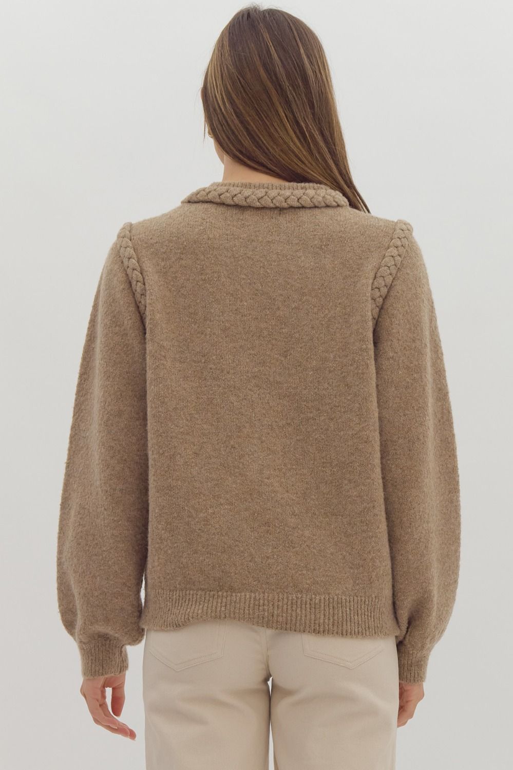 Mocha braided sweater