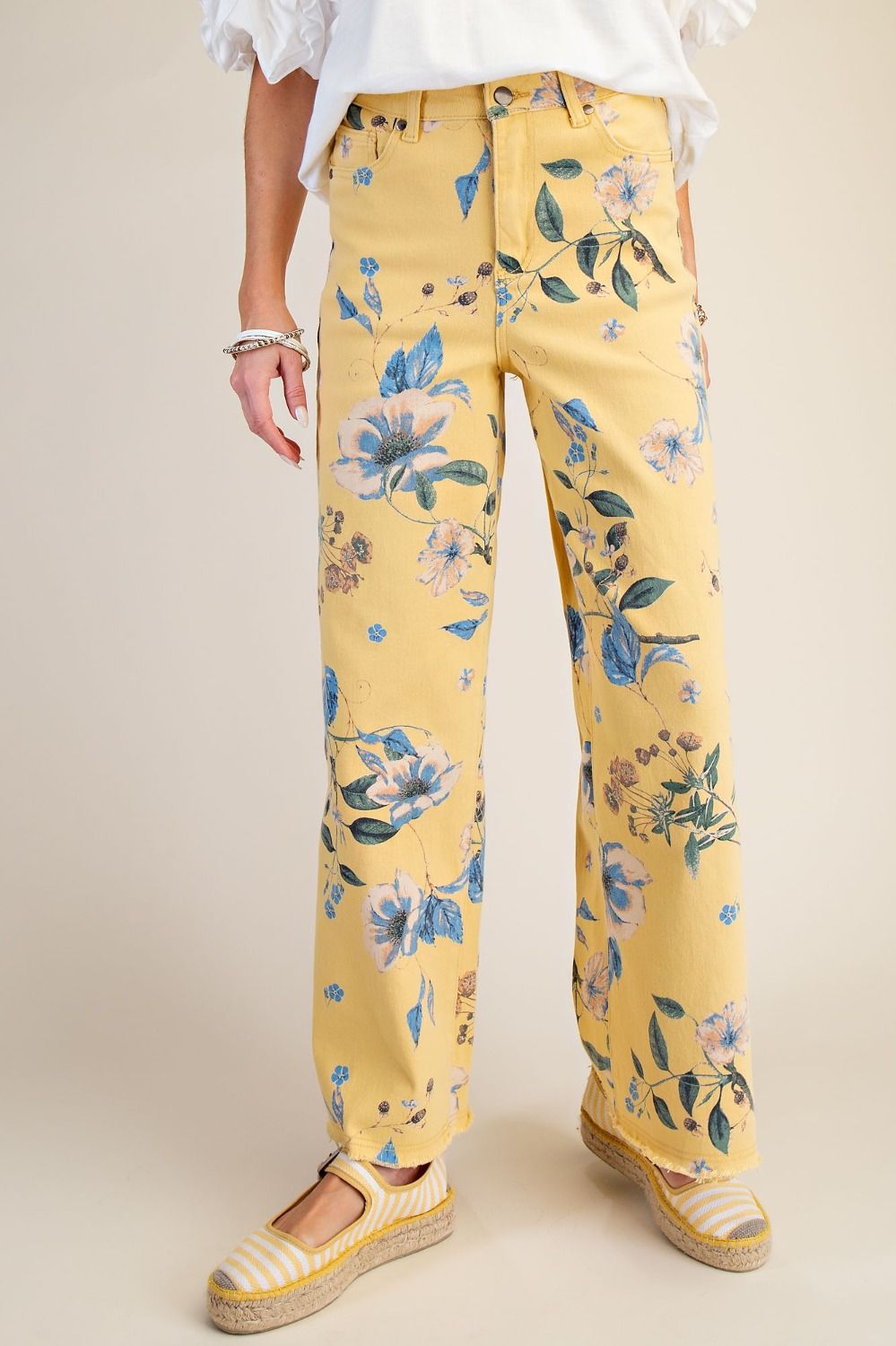 Easel Yellow Flower Power Pants