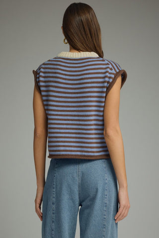 Entro Striped Sleeveless Sweater