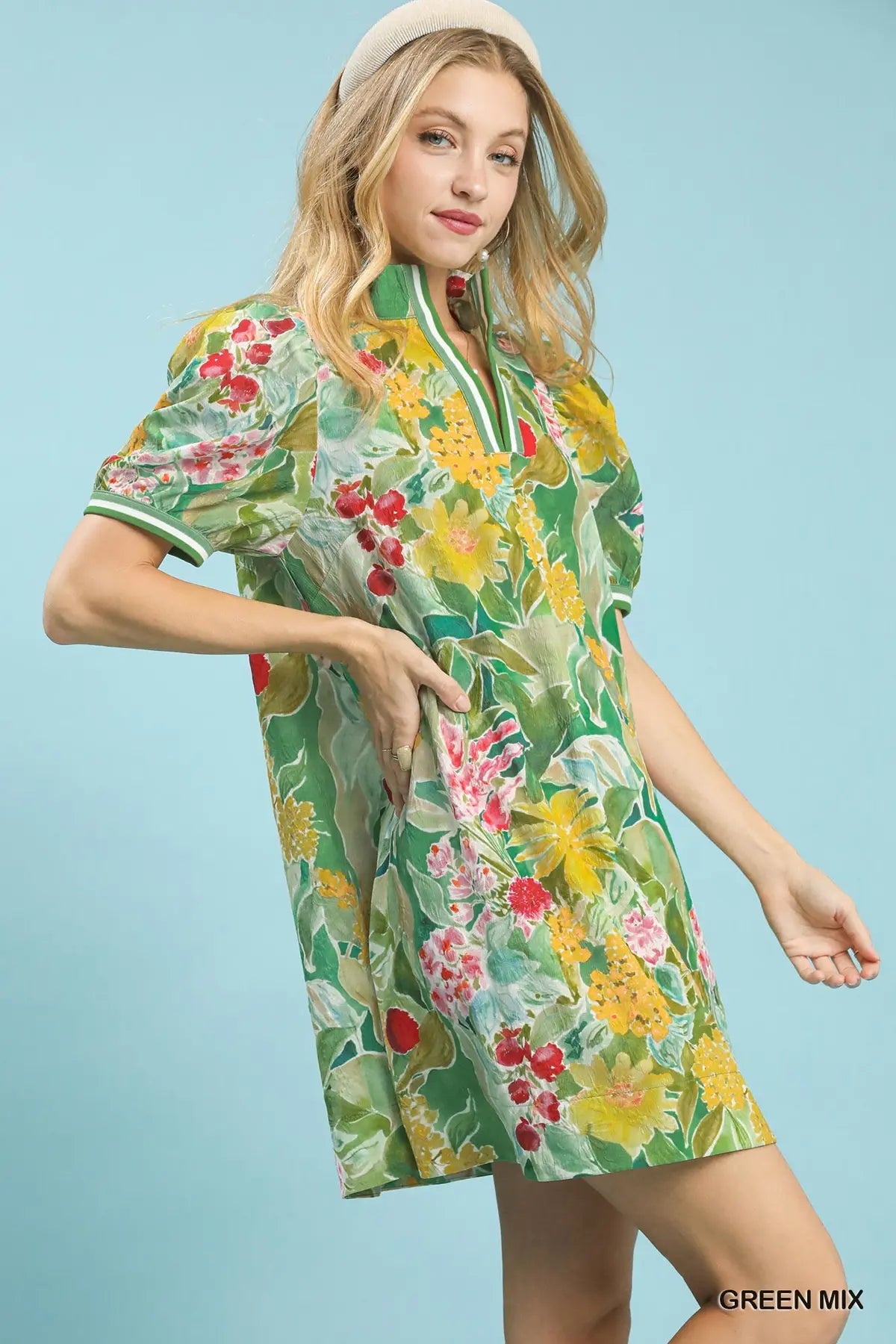 Umgee jacquard bloomscape dress