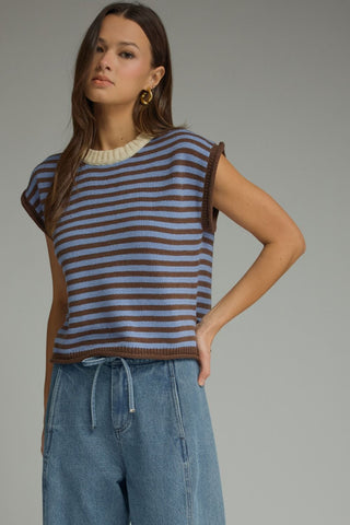 Entro Striped Sleeveless Sweater