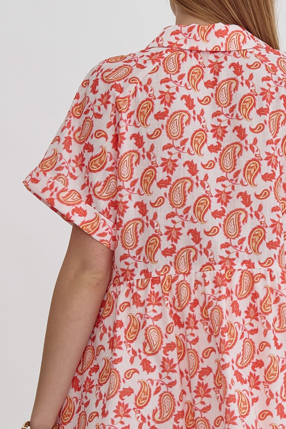 Entro Coral Paisley Mini Dress - Boho Style