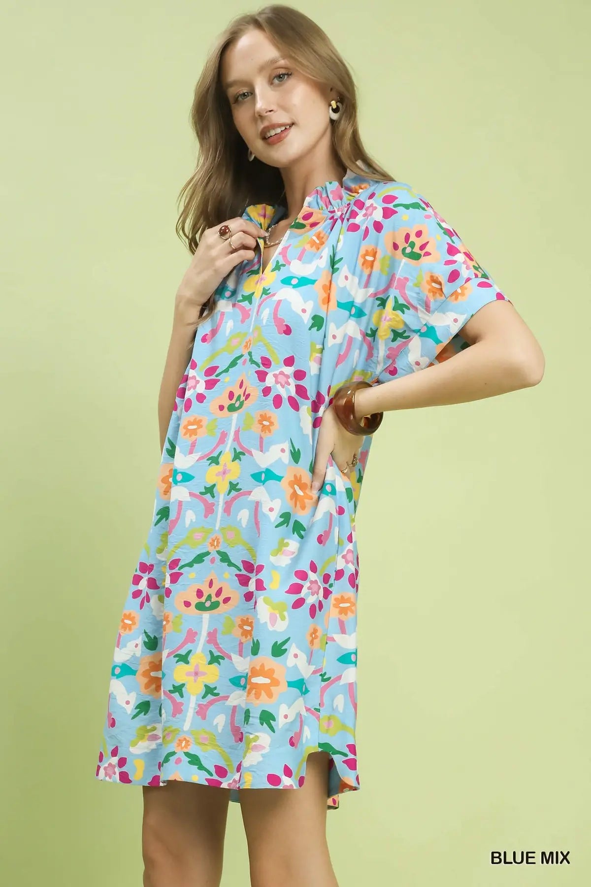 Umgee blue graphic print dress