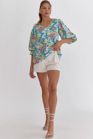 Entro blue floral top