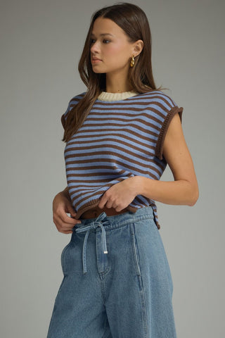 Entro Striped Sleeveless Sweater