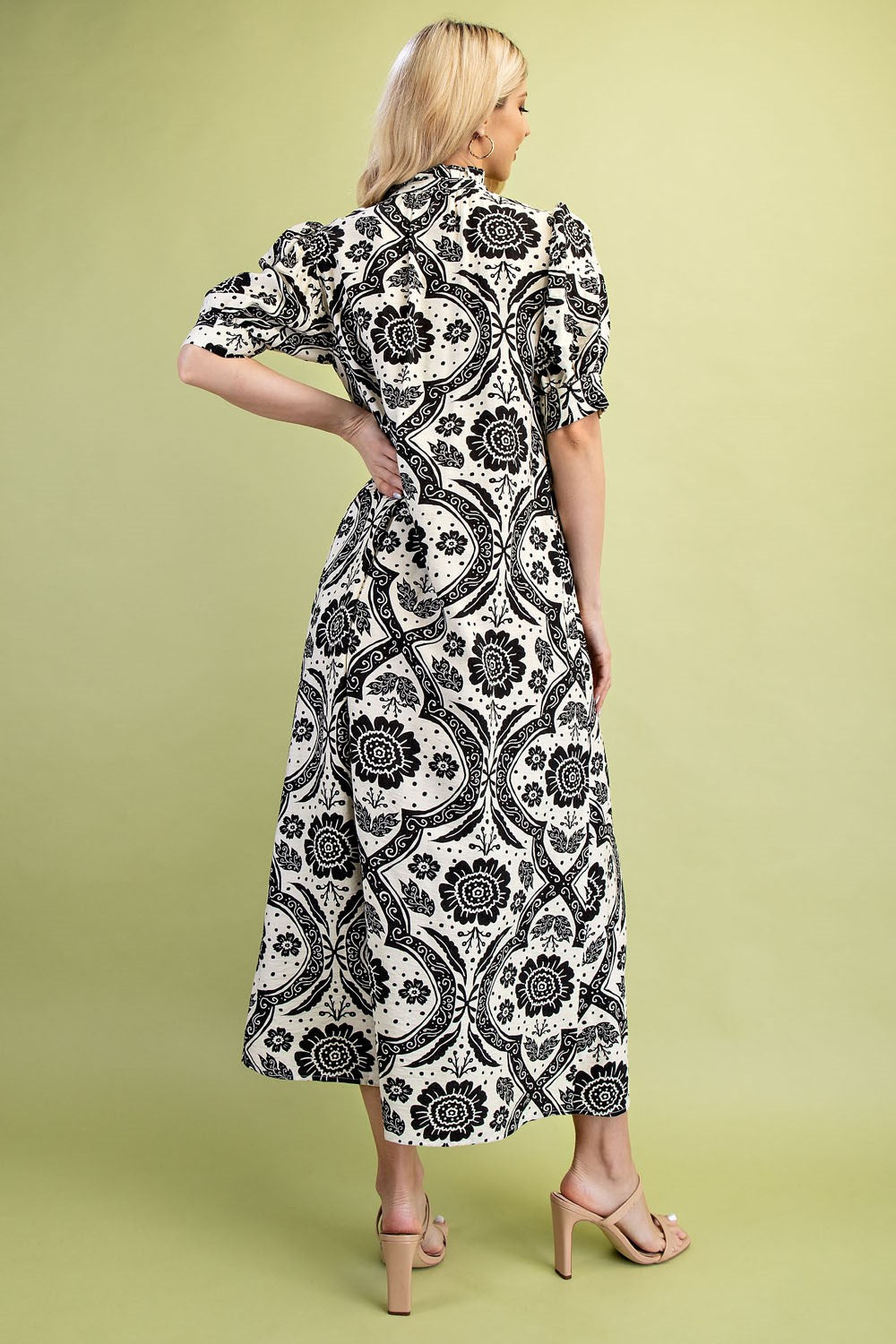 Black and cream midi dress